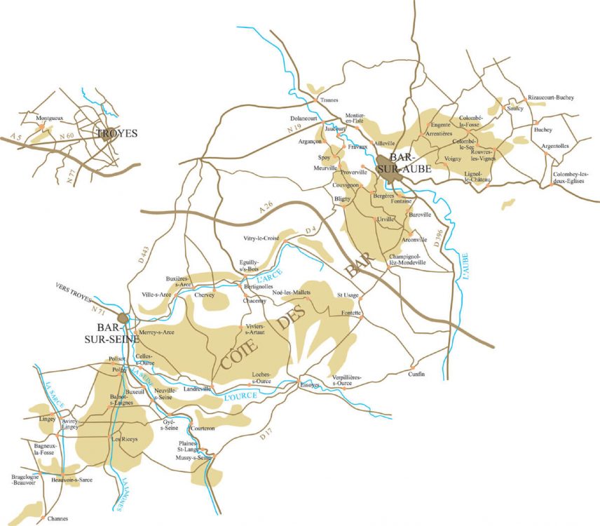 Carte de la Côte des Bars